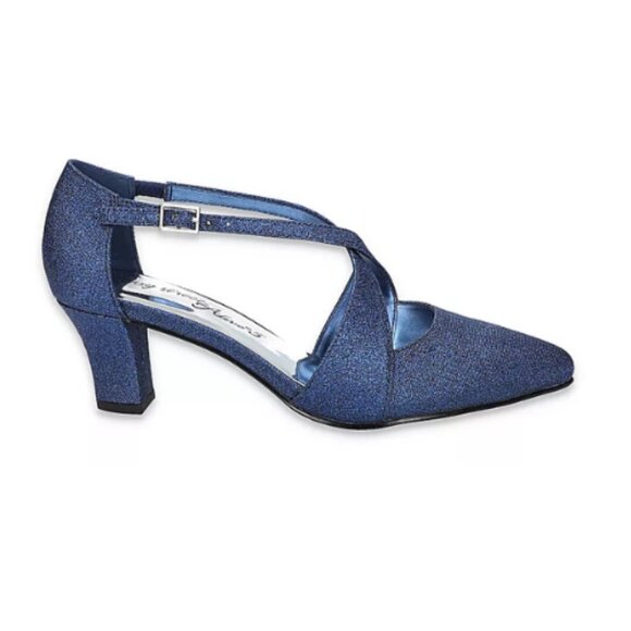 Easy Street Women's Elegance Pump Navy Glitter 7.5 N - Picture 2 of 8